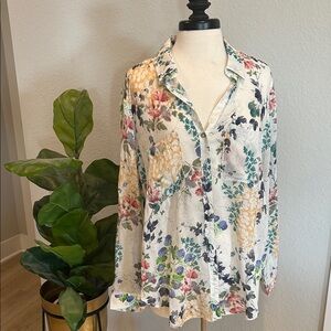 Anthropologie Pilcro Floral Blouse Button Down Shirt